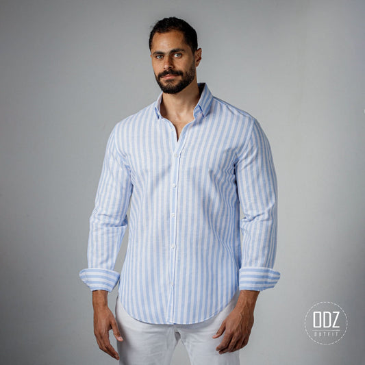 Wide Strips Linen Shirt