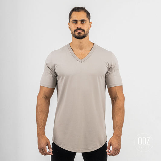 Curved V Collar T-shirt