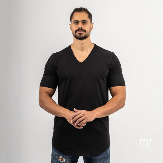 Curved V Collar T-shirt