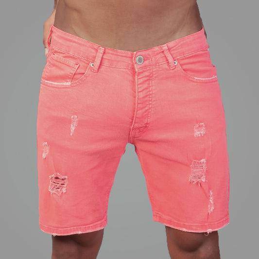 Pink Orange Jeans Shorts