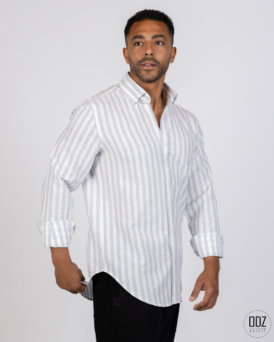 Wide Strips Linen Shirt