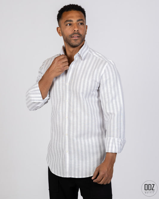 Wide Strips Linen Shirt