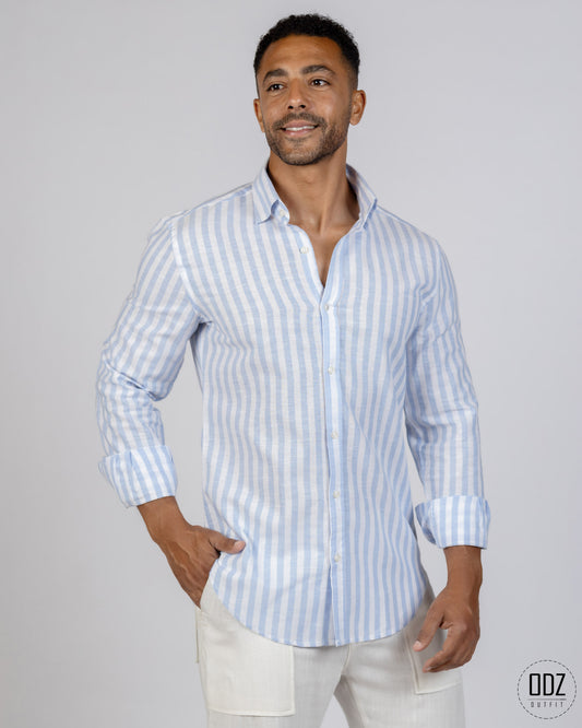 Wide Strips Linen Shirt