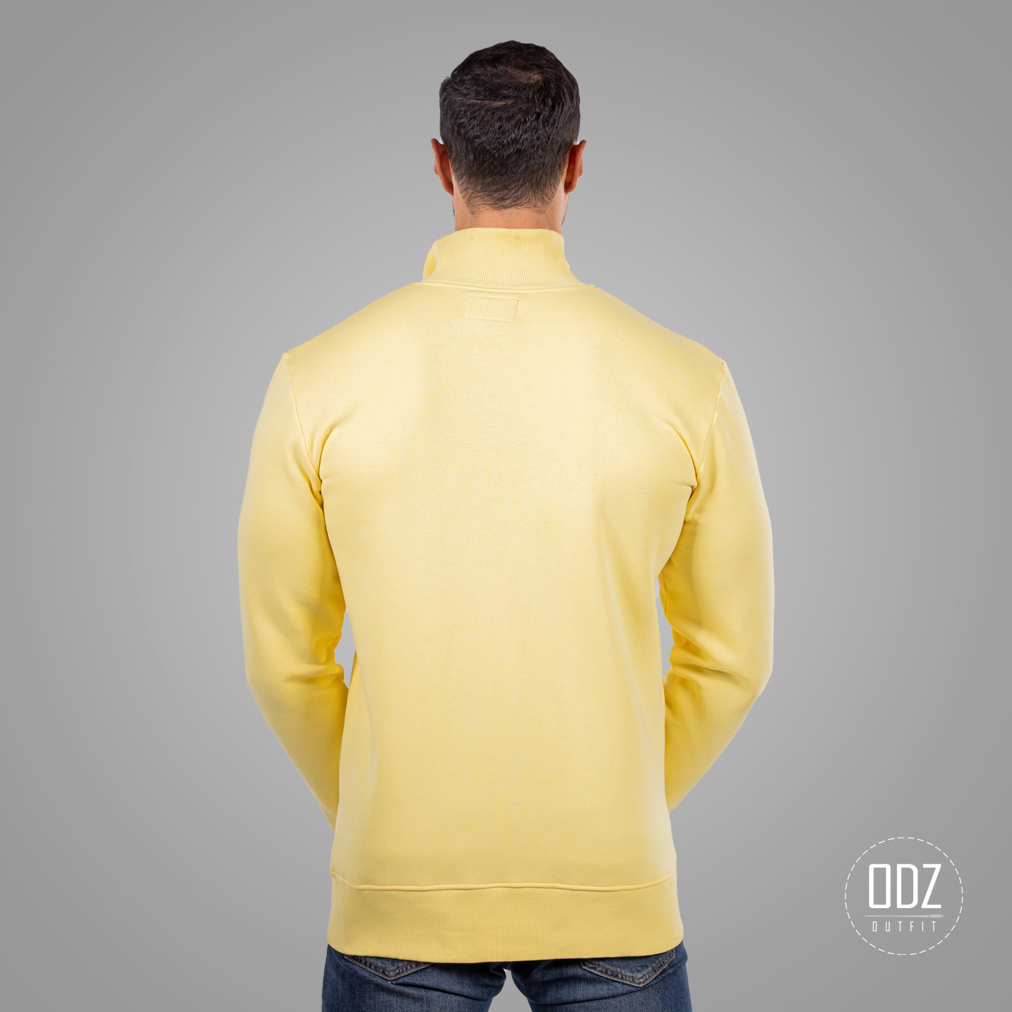 Lemon Yellow Zipper Shifted Split Sweater