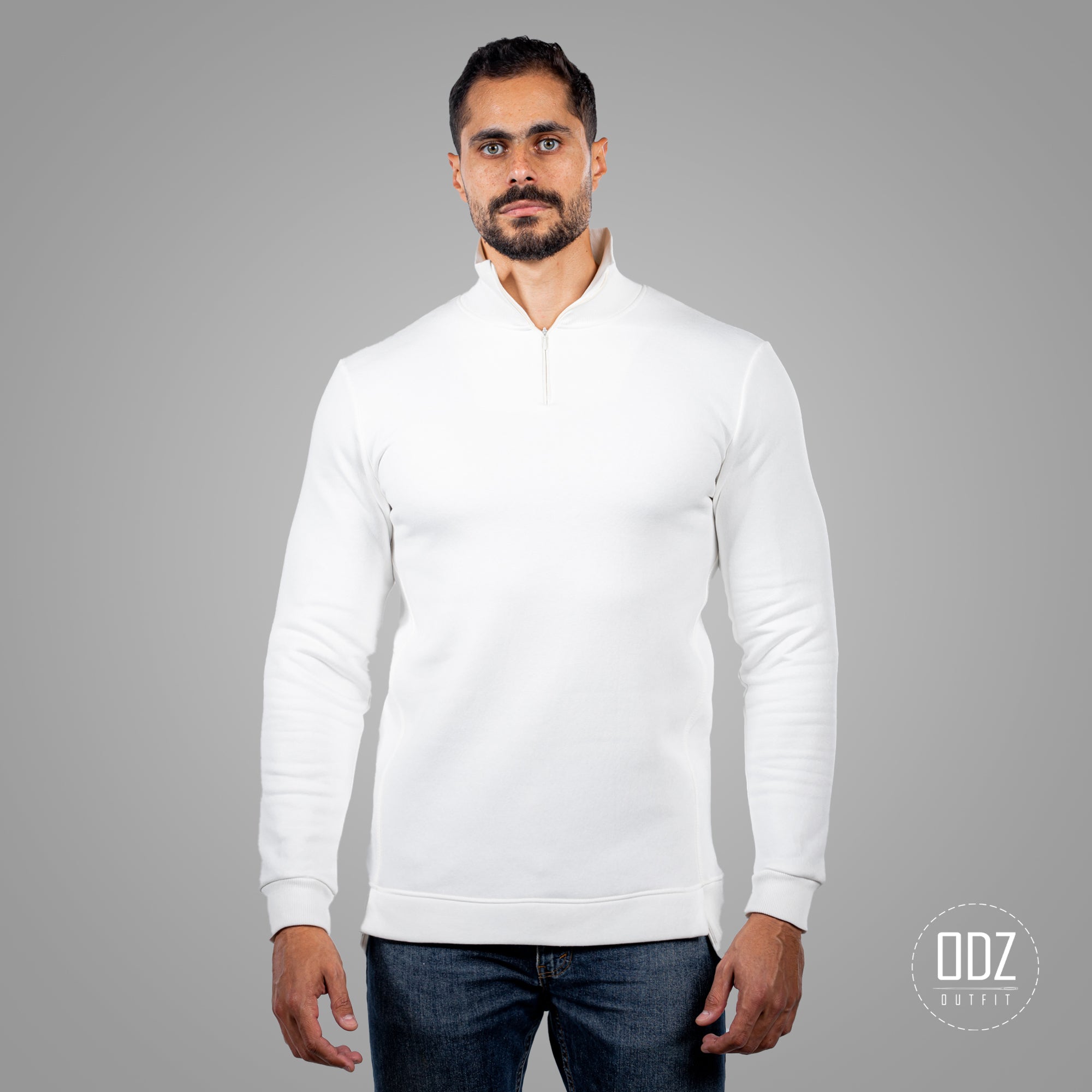 Off white Zipper Shifted Split Sweater