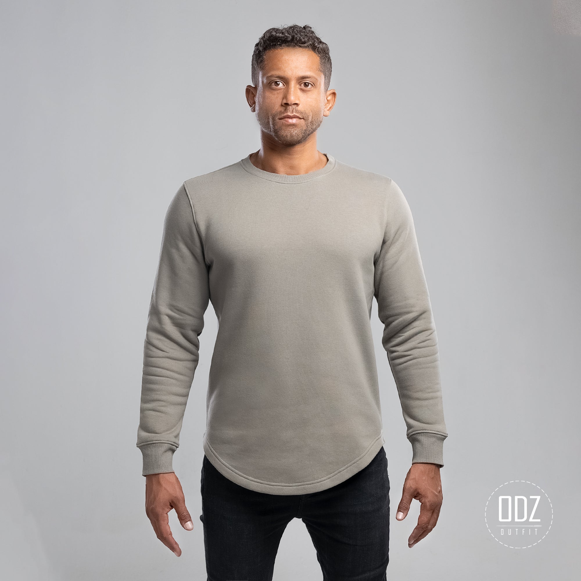 Off-Grey Curved Sweater