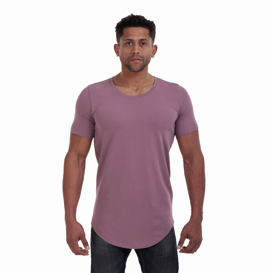 Purple Curved Wide O Neck T-shirt