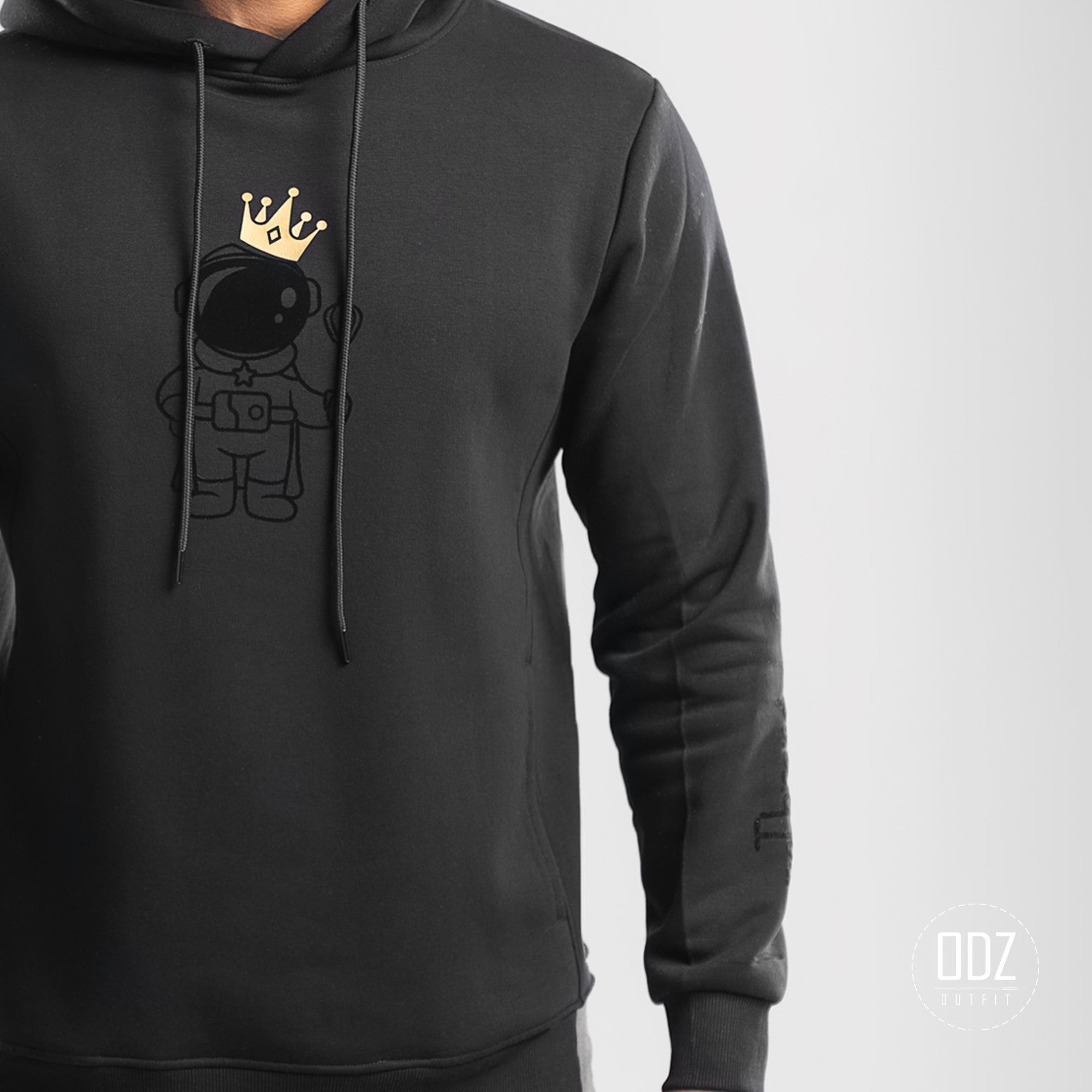 Black Cropped Sides Astro. King Hoodie