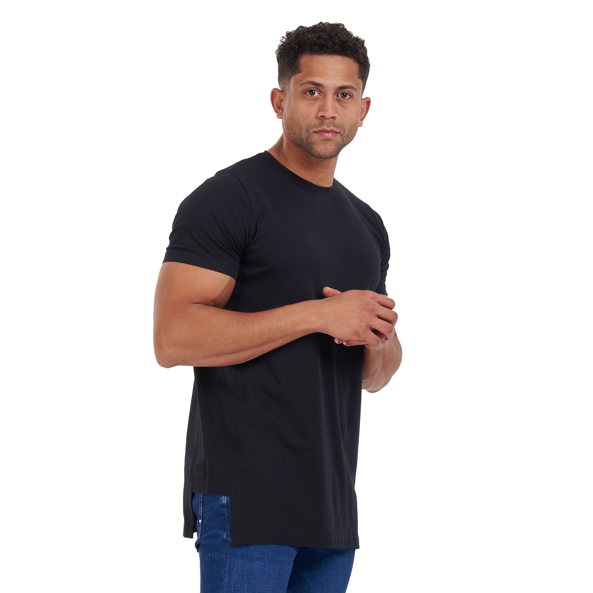 Black Cropped Sides T-shirt