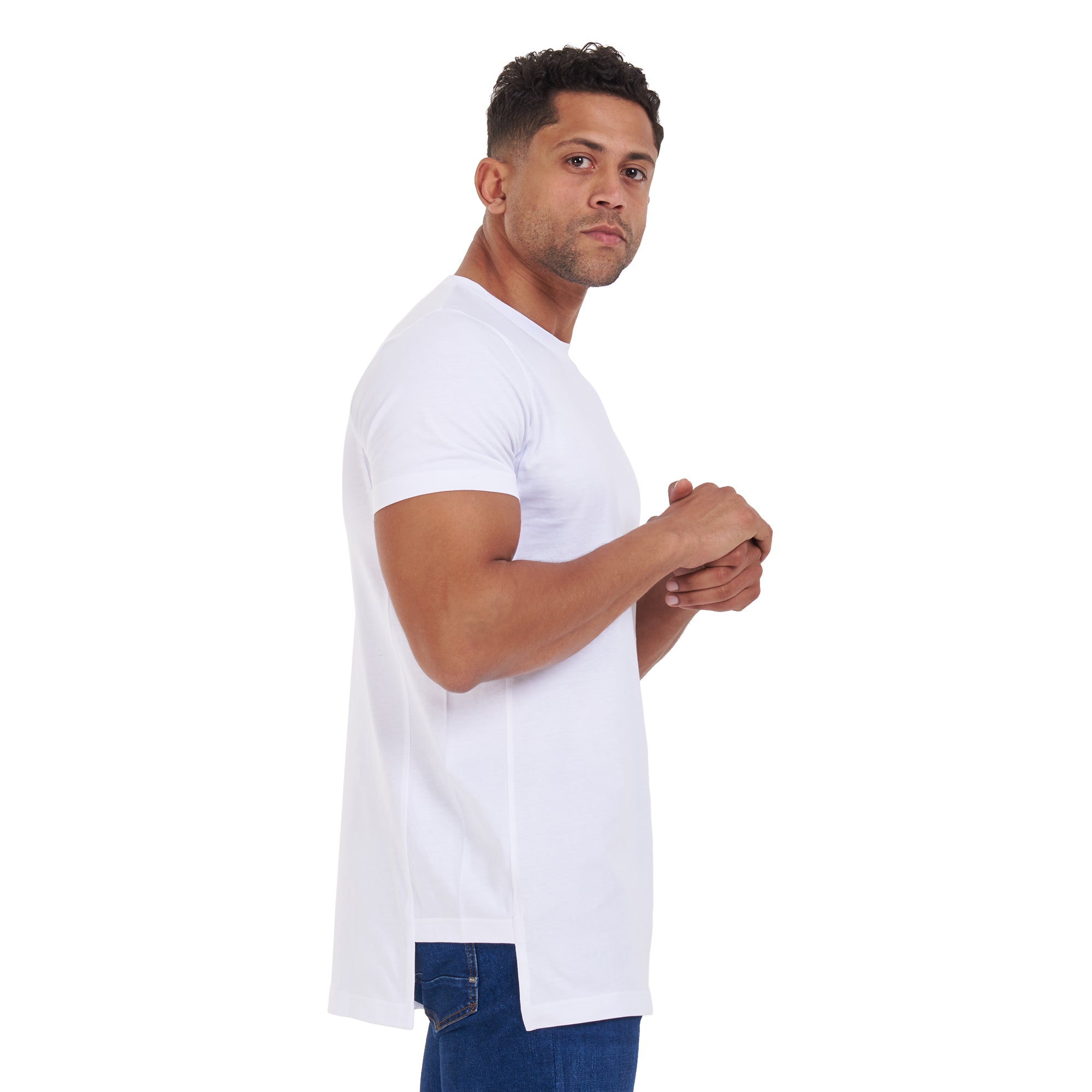 White Cropped Sides T-shirt
