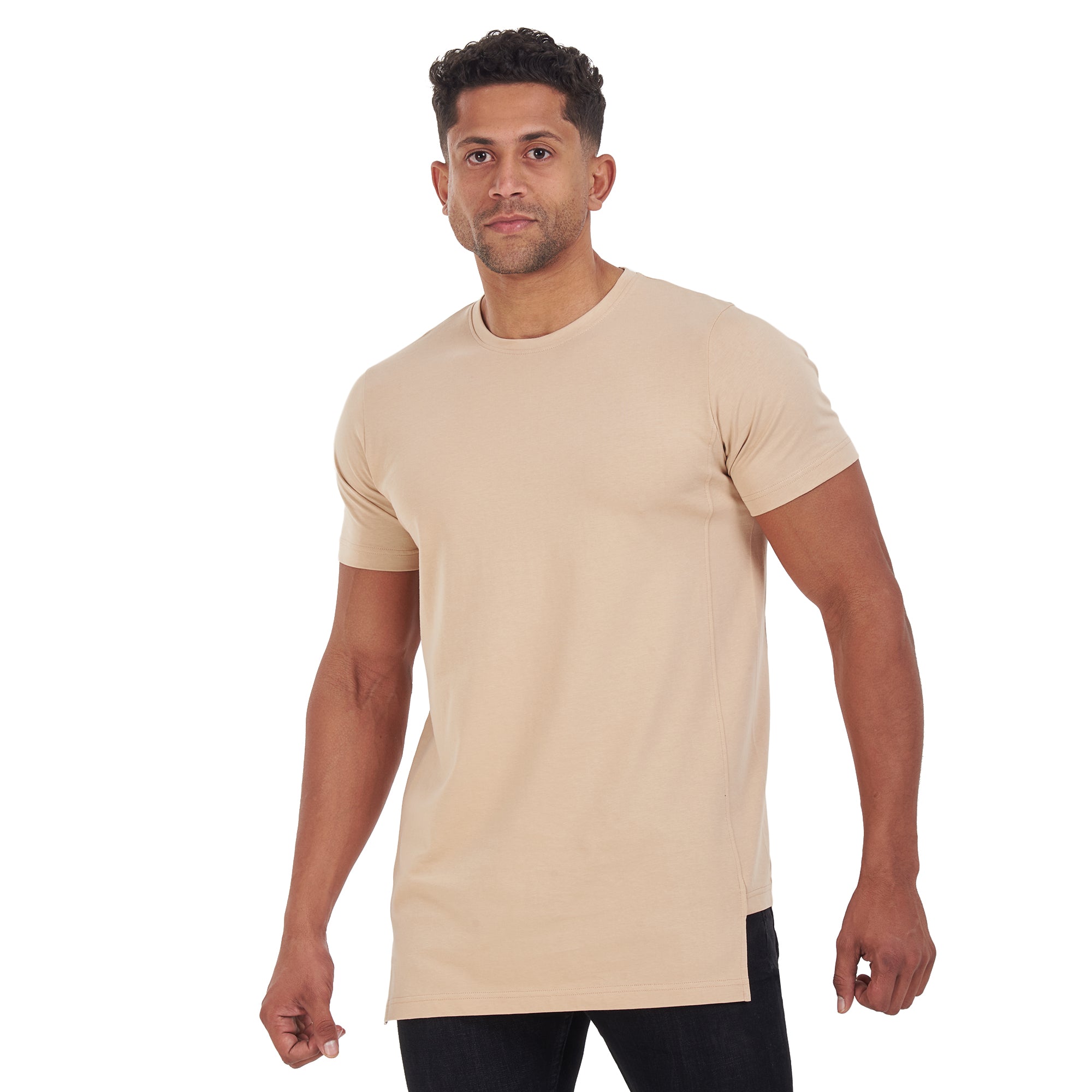 Beige Cropped Sides T-shirt