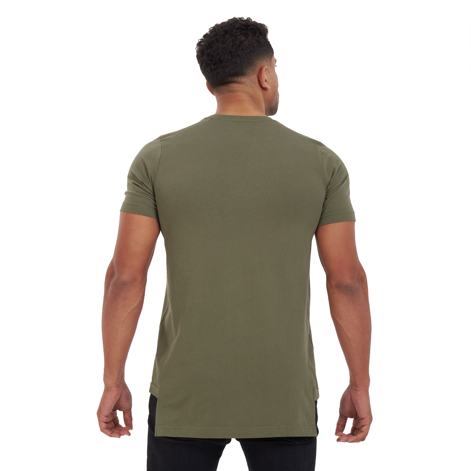 Olive Cropped Sides T-shirt