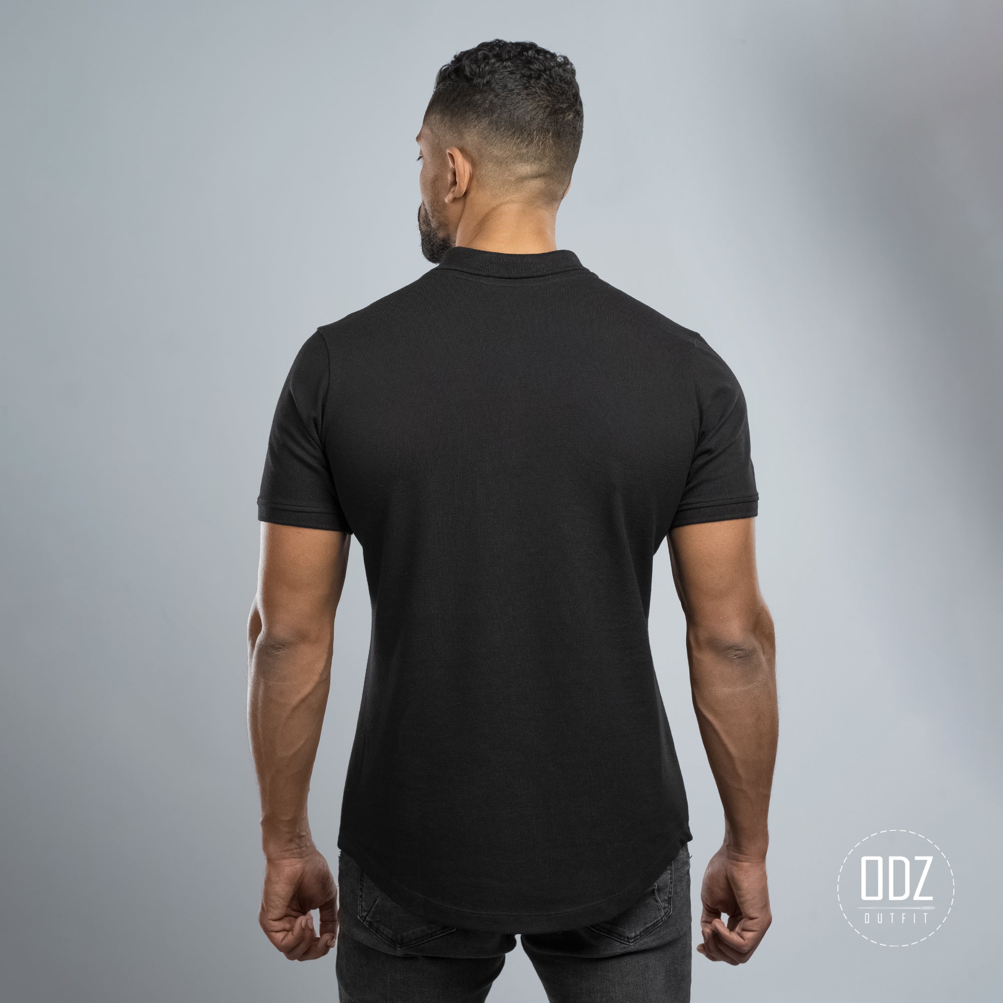Black Curved Zipper Polo T-shirt